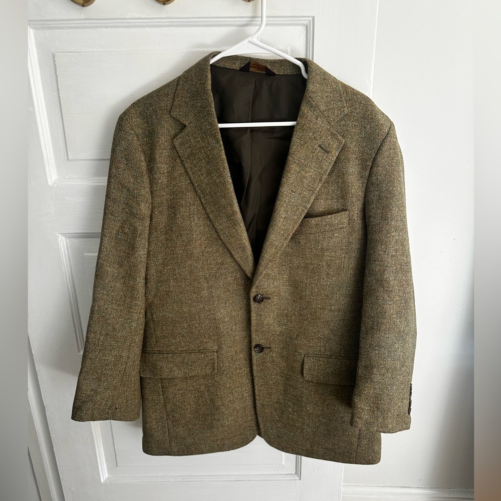 Southwick, men’s 100% wool jacket, brown/tan/green colors intertwined, size 39R